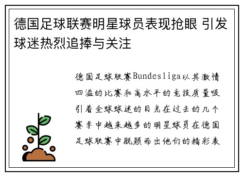 德国足球联赛明星球员表现抢眼 引发球迷热烈追捧与关注